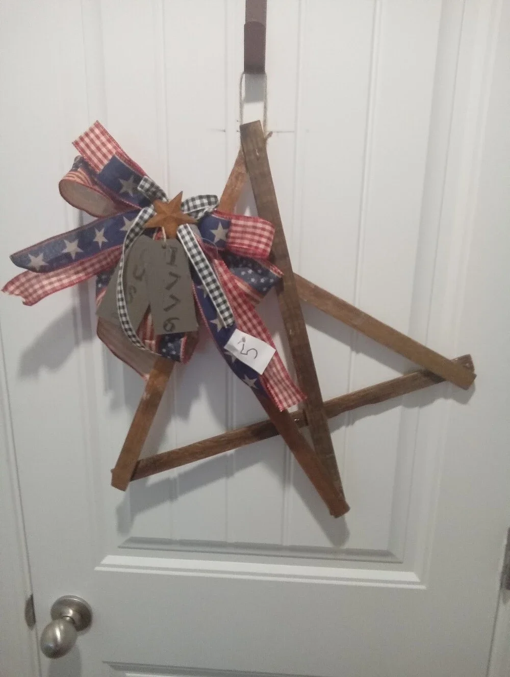 Patriotic Red, White & Blue Star Ribbon Wreath - Handcrafted Americana